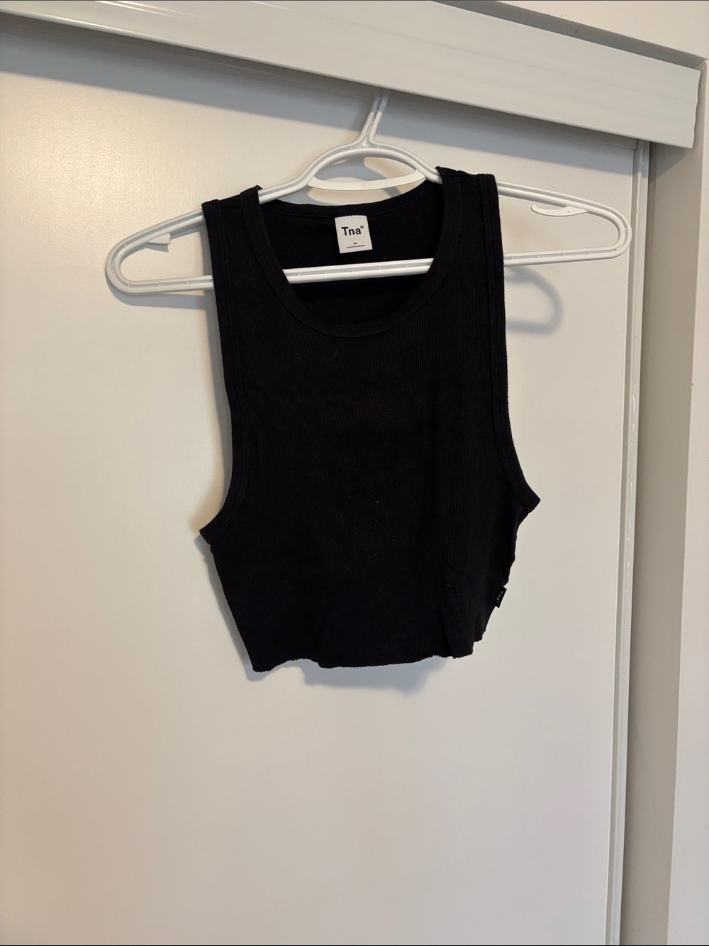 TNA Black Ribbed Tank Crop Top